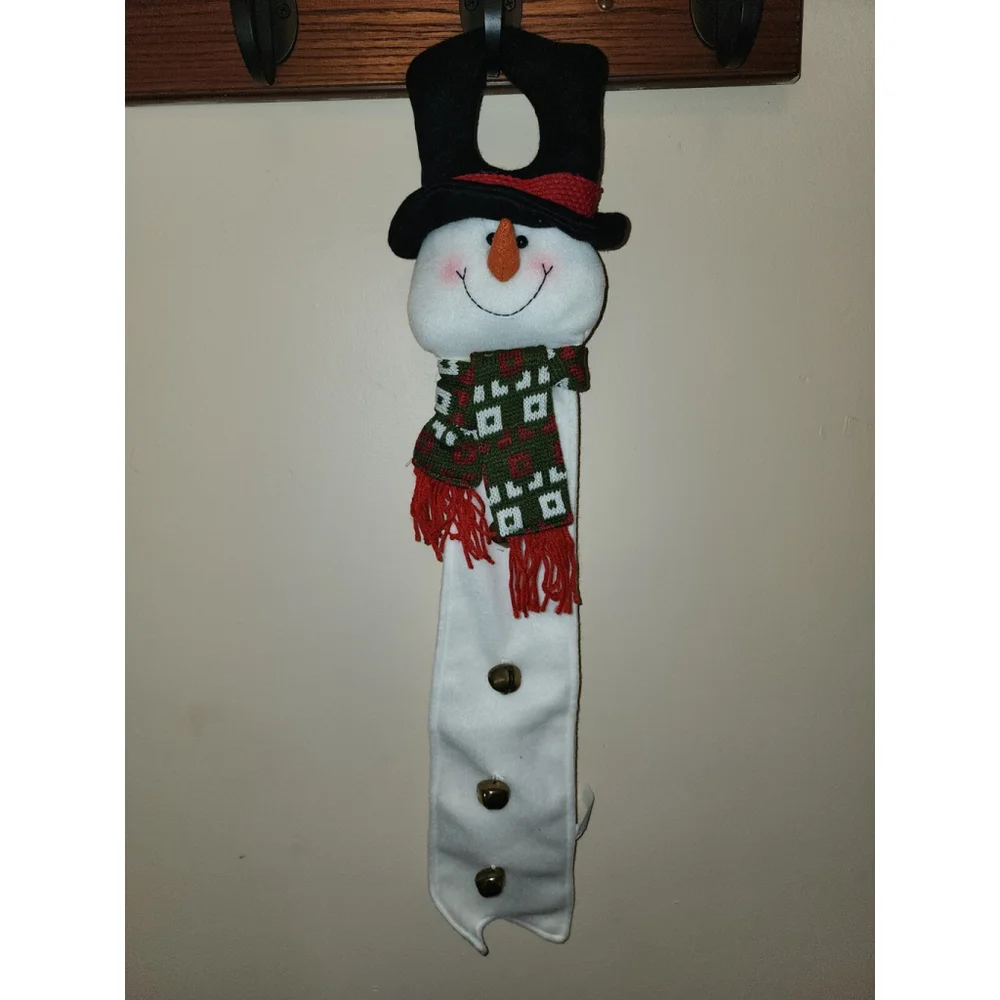 Christmas Snowman‎ Door Handle Decorations With Bells And Scarf